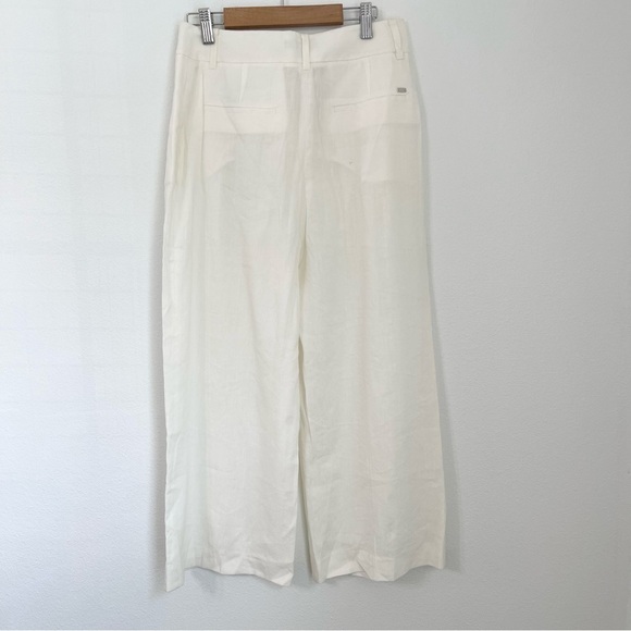 Tommy Hilfiger Wide Leg Crop Linen Blend Casual Cream Trousers Pants. Size 4 - Picture 2 of 10